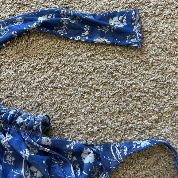 NWT Free People Intimately Under It All Printed Bodysuit Bluebell Combo Blue S - Picture 6 of 11